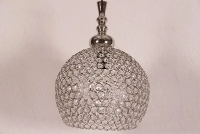 Immagine prodotto di Lampada a sospensione Casa Padrino, design industriale, con finitura argento e vetro, diametro 28 cm, altezza 39 cm