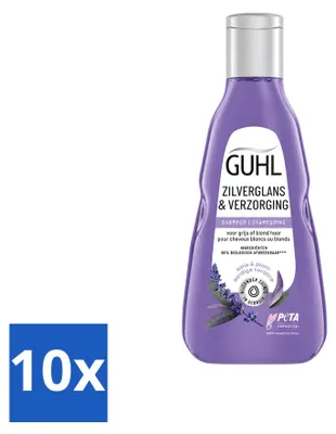 Imagen del producto de 10 champús Guhl Silberglanz & Pflege, 250 ml cada uno, pack ahorro, 10 unidades