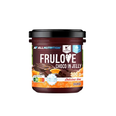 Produktbild von ALLNUTRITION FRULOVE Choco In Jelly 300g Orange Marmelade Früchte Schokolade