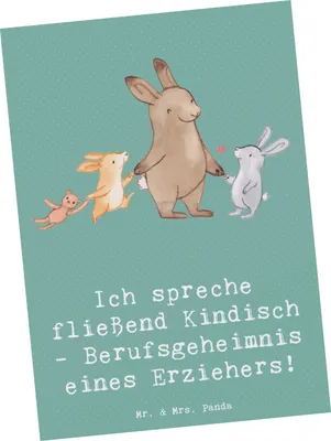 Produktbild von Mr. & Mrs. Panda Postkarte Erzieher Kindisch - Meeresbrise - Geschenk, Postkarten, Geschenke mit Herz, Spielen, Dankeschön, Beruf, Berufsleben, Fotokarte, Berufsalltag