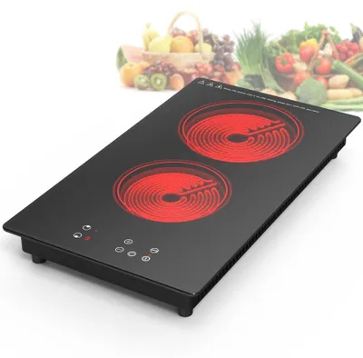 2-Pit-Kochfeld, Glaskeramik, Touch, 3600 W, 30 cm, Schwarz