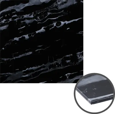Produktbild von HOOZ Glasplatte als Tischplatte in 80x80cm Facettenschliff, Schutzplatte mit 6mm ESG Sicherheitsglas (Marmoroptik Schwarz)
