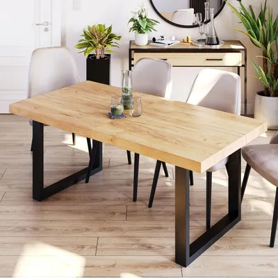 Produktbild von Furneo | Esstisch – Ausziehbarer Tisch - 120/220 cm - Eiche Craft Gold - Robuste Bauweise - Stilvoll und Praktisch - für Küche und Esszimmer - Loft