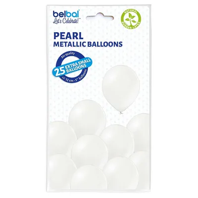 Produktbild von 25 Stk. Luftballon Uni Metallic Ø 12cm | Weiß/Pearl