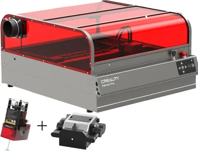 Produktbild von Creality Falcon2 Pro 40W läserový gravírovací stroj s krytem, vzduchovým asistentem, vestavěnou kamerou, odsávačem kouře a ochrannými lištami