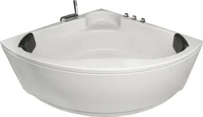 Produktbild von Basera Eck-Badewanne Futuna 140 x 140 cm mit Wasserfall, LED-Ambiente und Kopfstützen
