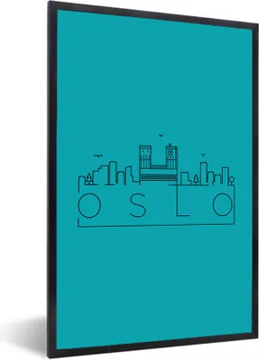 Produktbild von MuchoWow® MuchoWow® Gerahmtes Poster Skyline "Oslo" blau 20x30 cm - Poster mit zchwarzem Bilderrahmen - Drucken - Bilder Poster im Rahmen