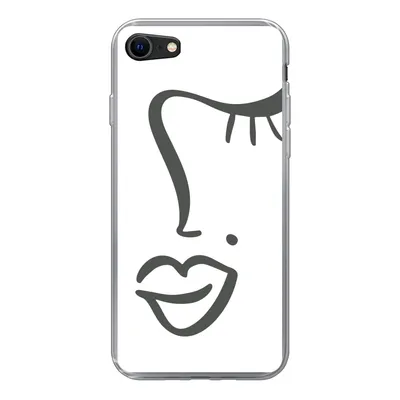 Produktbild von MuchoWow® Handyhülle Schutzhülle Hülle für iPhone SE 2022 Frau - Schwarz - Weiß - Abstrakt Silikon Softcase Handy Hülle - Schutzhülle