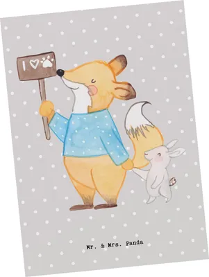 Produktbild von Mr. & Mrs. Panda Postkarte Tierschützer Herz - Grau Pastell - Geschenk, bildkarte, Grußkarte, Ansichtskarte, Postkarten, Ansichtskarten