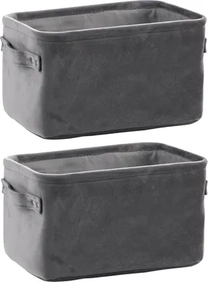 Produktbild von Aufbewahrungskörbe - 30 x 21 cm - Grau - Samt - mit Griffen - 2er Set
