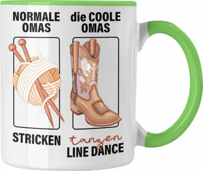 Produktbild von Trendation - Line Dance Oma Tasse Geschenk Normale Omas Stricken Socken Coole Omas Tanzen Line Dance (Grün)