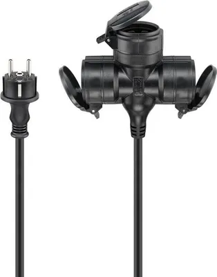 Image de Goobay 65437 power extension 5 m 3 prise(s) AC Outdoor Black