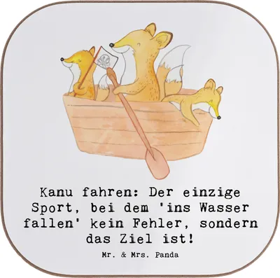 Produktbild von Mr. & Mrs. Panda Tassen Untersetzer Kanu Abenteuer - Weiß - Geschenk, für Gläser, Flüsse, gläseruntersetzer, Tasse, Tischuntersetzer, Sportart, Sport, Coaster, Wasser