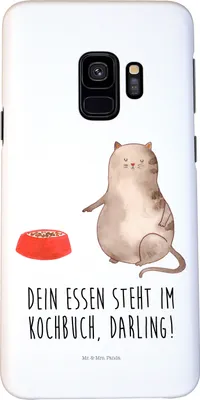 Produktbild von Mr. & Mrs. Panda Samsung Galaxy S9 Handyhülle Katze Fressen - Weiß - Geschenk, Handy Schutzhülle, Hülle, Cover, Case