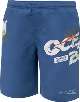 Produktbild von AQUA-SPEED Jungen Badeshorts - Knielänge - mit Gesäßtasche - schnelltrocknend - #AsDAVID, Blau, 11/12A