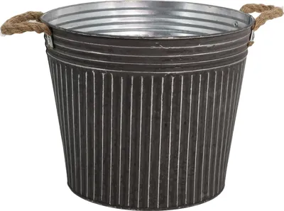 Produktbild von Metall Blumentopf grau Ø 22 x 20cm Pflanz-Töpfe Übertopf bepflanzbar