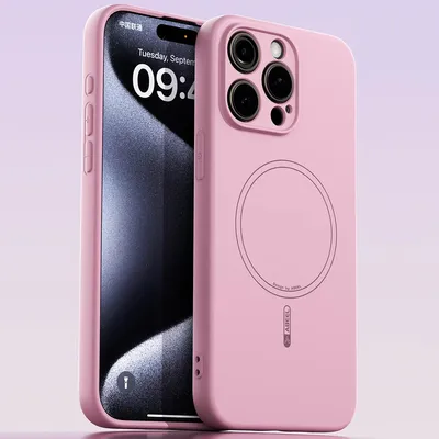Obrázek produktu pro Magnetické pouzdro pro iPhone 13 Pro Max, kompatibilní s MagSafe, tekutý silikon, nárazuvzdorné a odolné proti poškrábání Růžová