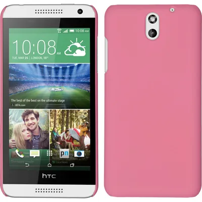 Produktbild von PhoneNatic Case kompatibel mit HTC Desire 610 - Hülle rosa gummiert Hard-case + 2 Schutzfolien