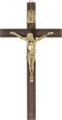Obrázek produktu pro Dřevěný závěsný kříž, hnědý, 10,5 x 20 cm, frézovaný