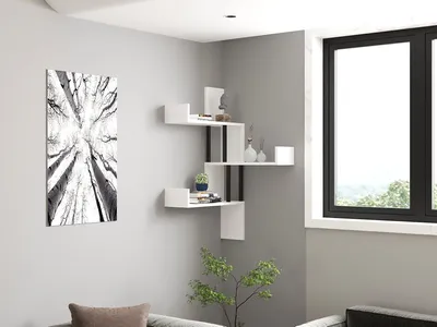 Image de Skye Decor, Bombe- White, étagère murale, blanc, 100 % PANNEAUX DE SPANCE REVÊTUS DE MÉLAMINE, 105 x 20 x 60 cm