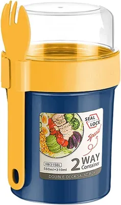 Produktbild von Trinkbecher Salatbecher, auslaufsicherer Joghurtbecher, Joghurtbehälter, Müsli-to-go-Becher, BPA-freier 2-in-1-Müslibecher für Frühstück oder Mittages