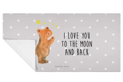Produktbild von Mr. & Mrs. Panda Handtuch Verliebter Bär - Grau Pastell - Geschenk, 50x100, Verliebte, Partner, Teddy, Spruch, baumwolle, gesichtshandtuch, To The Moon And Back