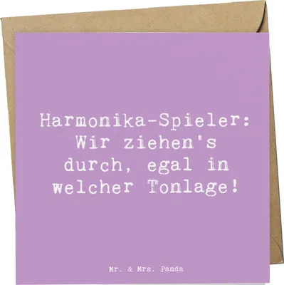 Produktbild von Mr. & Mrs. Panda Glückwunschkarte Spruch Harmonika Spieler - Lavendeltraum - Geschenk, Spaß, Musiker, faltkarte, Harmonika-Spieler, Musik, anlasskarte, Klappkarte, Lernen