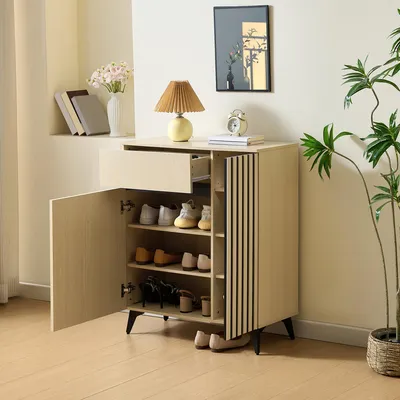 Produktbild von STILVORA Sideboard mit 2 Türen und 1 Schublade, Schuhschrank für Flur, Wohn- oder Schlafzimmer mit verstellbaren Einlegeböden, vielseitiger Stauraum