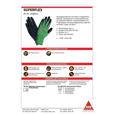 Produktbild von Hase Montagehandschuhe Superflex Größe 9, Nylon 10 Stk
