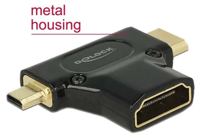 Obrázek produktu pro DeLOCK HDMI-A/HDMI Mini-C+ Micro-D, F/M+M, HDMI, Mini-HDMI + Micro-HDMI, Černá