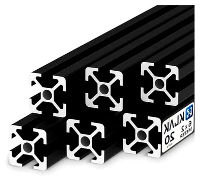 Produktbild von Aluprofil 20 - 6 Stück 20x20mm 2m System-, Montage-, Konstruktionsprofil Nut 6 schwarz
