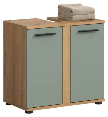 Produktbild von xonox.home Waschbeckenunterschrank Blake Salbei / Artisan Eiche Nachbildung 60 x 57 x 34 cm