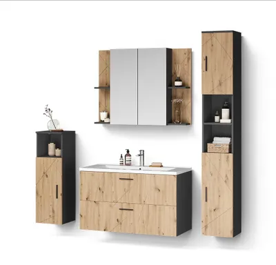 Produktbild von Badmöbel-Set Livinity Ronco Anthrazit/Artisan-Eiche 5-teilig, Model 62268