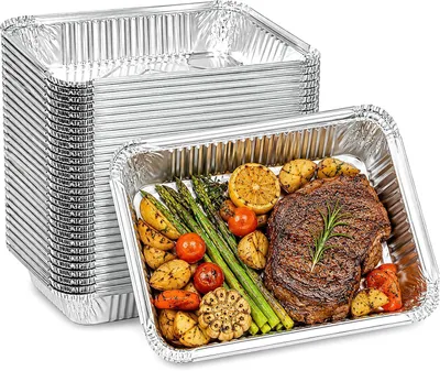 Imagen del producto de Bandejas de aluminio para asar, 1000 ml, 25 unidades, para la preparación de alimentos a la parrilla