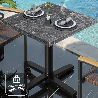 Produktbild von WBO | Bistro Außen Tisch | B:T:H 60 x 60 x 78,5 cm | Felsen / Schwarz | Quadratisch | Zusatzgewicht | Bistro Tisch Gastro Tisch
