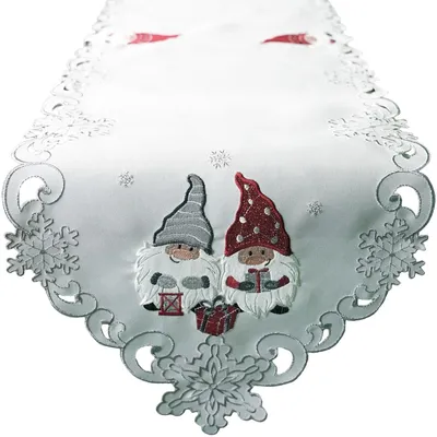 Produktbild von Tischläufer AMIRA Weihnachten Wichtel Polyester weiß 40 x 140 cm