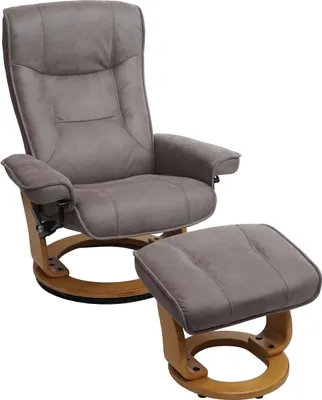 Immagine prodotto di Poltrona reclinabile MCA Hamilton, sgabello per poltrona TV, tessuto/tessuto portata 130 kg ~ grigio chiaro, marrone naturale