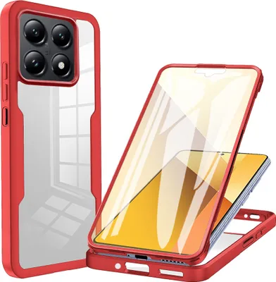 Produktbild von Schutzhülle für Xiaomi 14T, Eingebautem Displayschutz 360 Grad Komplettschutz Handyhülle Rot