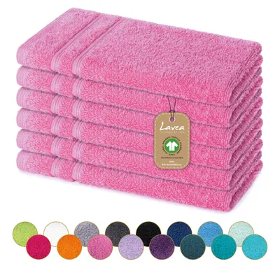 Zdjęcie produktu dla Zestaw 6 ręczników gościnnych Lavea®, 30x50 cm, miękkie, dobrze chłonące, 100% bawełna, seria Bali, można prać w temperaturze 60°C, nadają się do suszenia w suszarce bębnowej - kolor koralowy