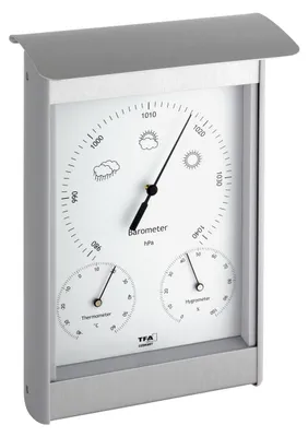 Produktbild von TFA-Dostmann 20-2045, Silber, Außen-Barometer, Außen-Hygrometer, Außen-Thermometer, 146 mm, 70 mm, 216 mm, 461 g