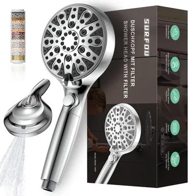 Image de Pommeau de douche avec filtre anti-calcaire et fonction économie d'eau