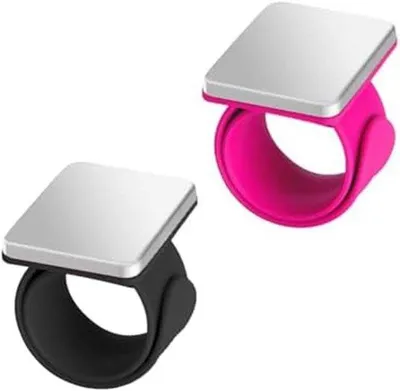 Productafbeelding van Magnetische Naaldkussens - Naaldhouders Armband - Handig Naaien - Dubbele Set - 2 Stuks - Zwart en Roze