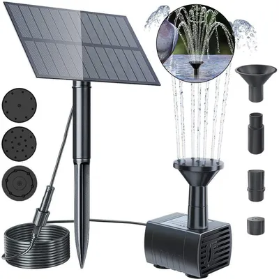 Produktbild von Solar Brunnenpumpen Solar Springbrunnen für Außen, für Draussen mit Filter Solarpumpe für Brunnen 6 Düsen für Kolibribad, Teich, Pool, Aquariumn