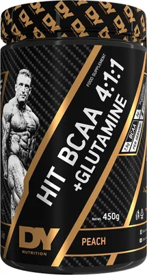 Obrázek produktu pro DY Nutrition HIT BCAA 4:1:1 + Glutamine 450 g broskev / BCAA aminokyseliny / Aminokyseliny BCAA v kombinaci s L-glutaminem