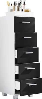 Immagine prodotto di Armadio per midi in legno | Armadio da bagno | Dimensioni: H. 90 x W. 30 x D. 30 cm | cassettiera | 5 cassetti - Zalo M
