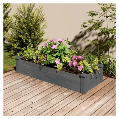 Produktbild von Hochbeet mit Einsatz grau 120x45x25 cm aus massivem Tannenholz