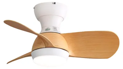 Image de Ventilateur de plafond LED 23 pouces – intensité réglable avec 3 couleurs de lumière, moteur à courant continu, 3 pales en ABS et télécommande, idéal pour une chambre à coucher (58 cm)