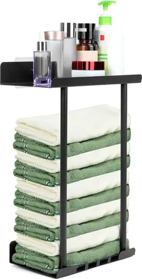 Produktbild von Handtuchhalter & -haken aus Kohlenstoffstahl, Wandmontage, 8x37,5x15 cm, ideal für Badezimmer und Küche