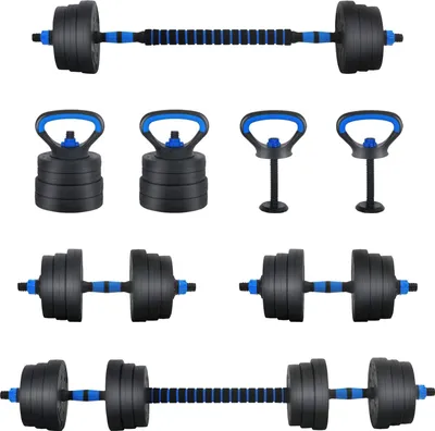 Image de Ensemble d'haltères, d'haltères longs et de kettlebells 4-en-1 vidaXL, 20 kg