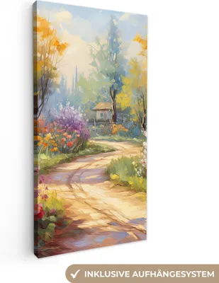 Produktbild von MuchoWow® - Leinwandbilder - Blumen - Bäume - Kunst - Aquarell, Wandbild, Wanddeko Bilder Wohnzimmer, 20x40 cm